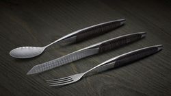 Spezialhölzer, Steakbesteck mit Löffel Damast