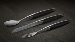 steak knife, Steak cutlery with spoon damask