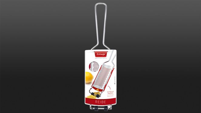 
                    triangle fine grater made of stainless steel with sustainable packaging
