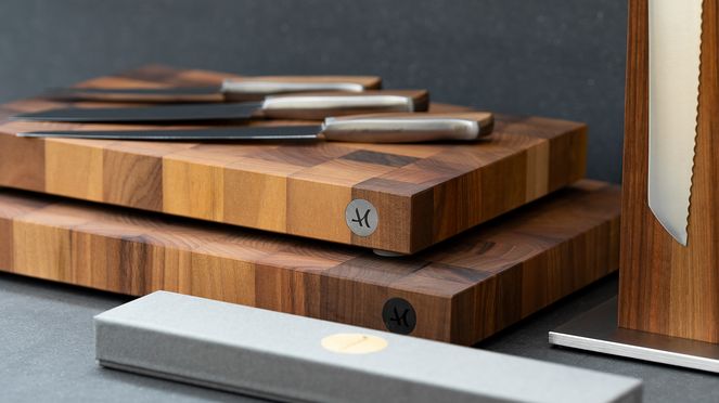 
                    couteau à jambon Caminada avec étui en bois avec l'assortiment Caminada