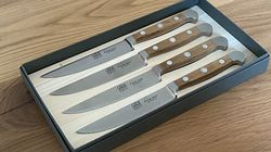 knife set, steak knife set oak wood