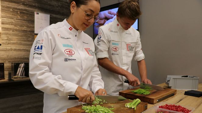 
                    Kai Shun Kiritsuke in use by the Culinary Junior National team