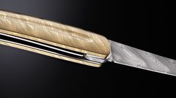 500 - CHF, Taschenmesser Volldamast goldfarbig